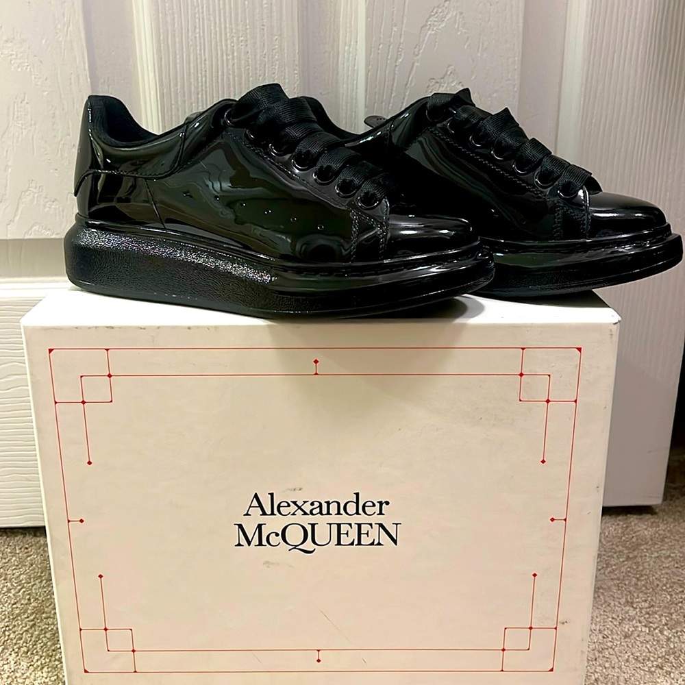 Alexander McQueen patent sneaker. Size 37.5. Excellent condition.
